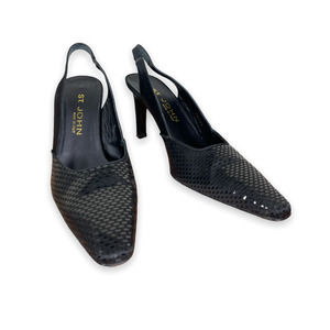 St. John black slingback heels sequin pointed toe s 8.5